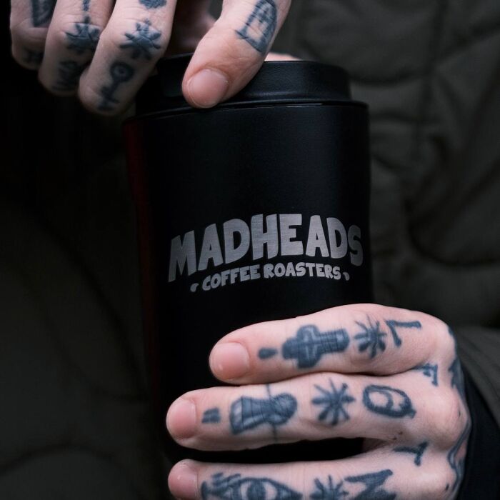 Термокружка чорна “Mad Heads coffee roasters”