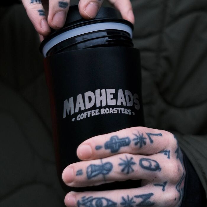 Термокружка чорна “Mad Heads coffee roasters”