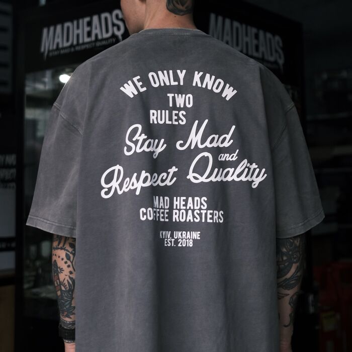 Gray t-shirt stonewash "2 rules"