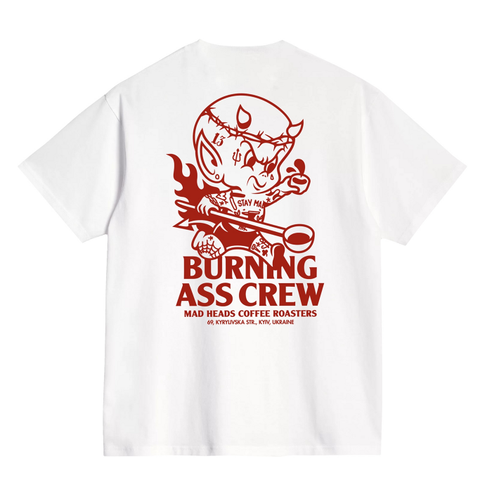 White T-shirt with red print "Who Satan vol.2"
