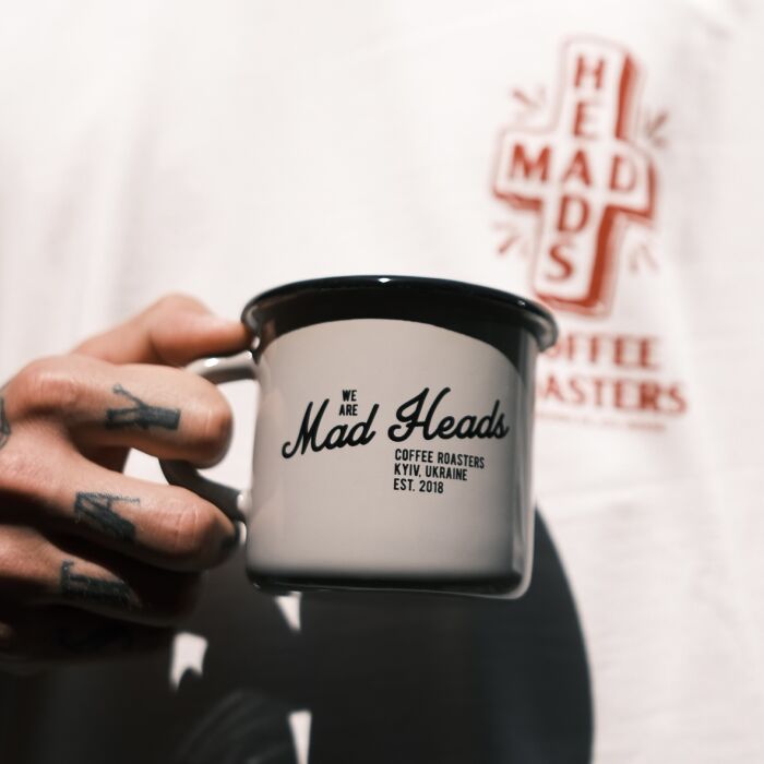 Grey metal mug "Two rules"